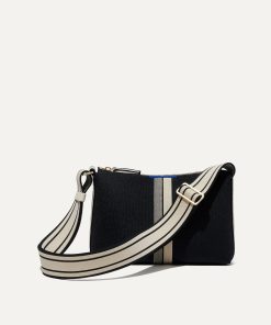 The Casual Crossbody - Black and Ivory Stripe
