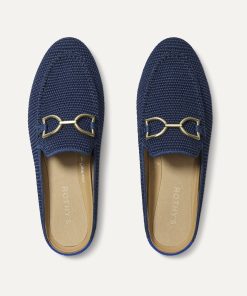 The Double Bit Loafer Mule - Blue Raffia-Knit