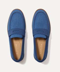 The Penny Loafer - Blue Raffia-Knit