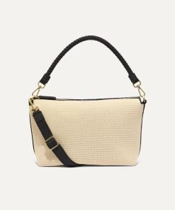 The Daily Crossbody - Black and White Raffia-Knit